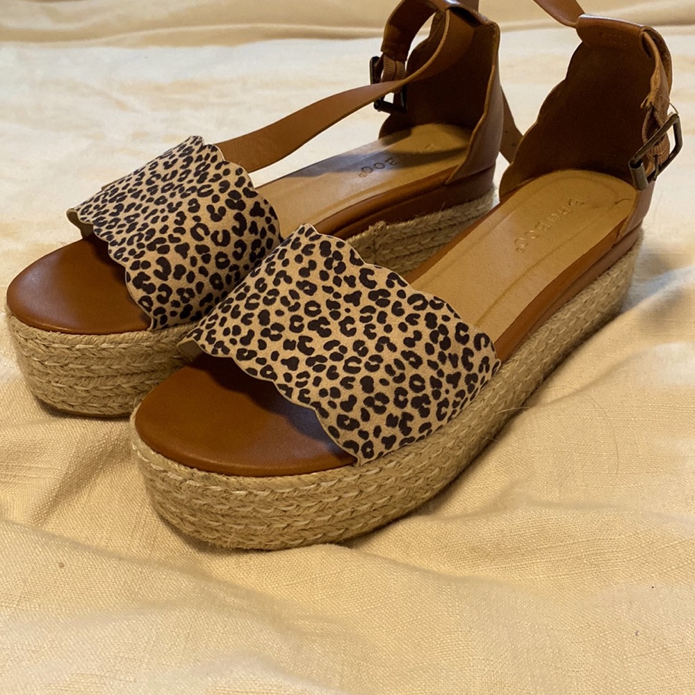 Brand: Bamboo Platform cheetah print sandals. Size 7
